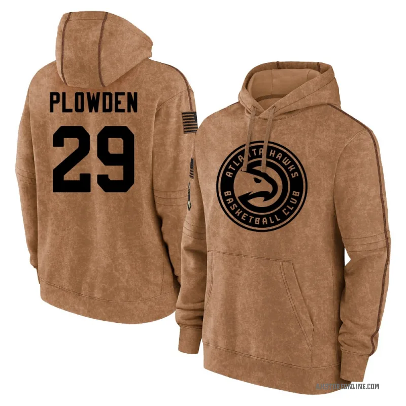 Daeqwon Plowden Men's Brown Atlanta Hawks 2023 Salute to Service Club Pullover Hoodie